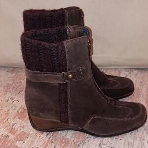 Aquatalia Brown Suede Leather Madison Heeled Boots Size 9